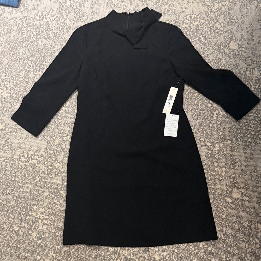 Eliza J Black Long-Sleeve Mock Neck Sheath Dress